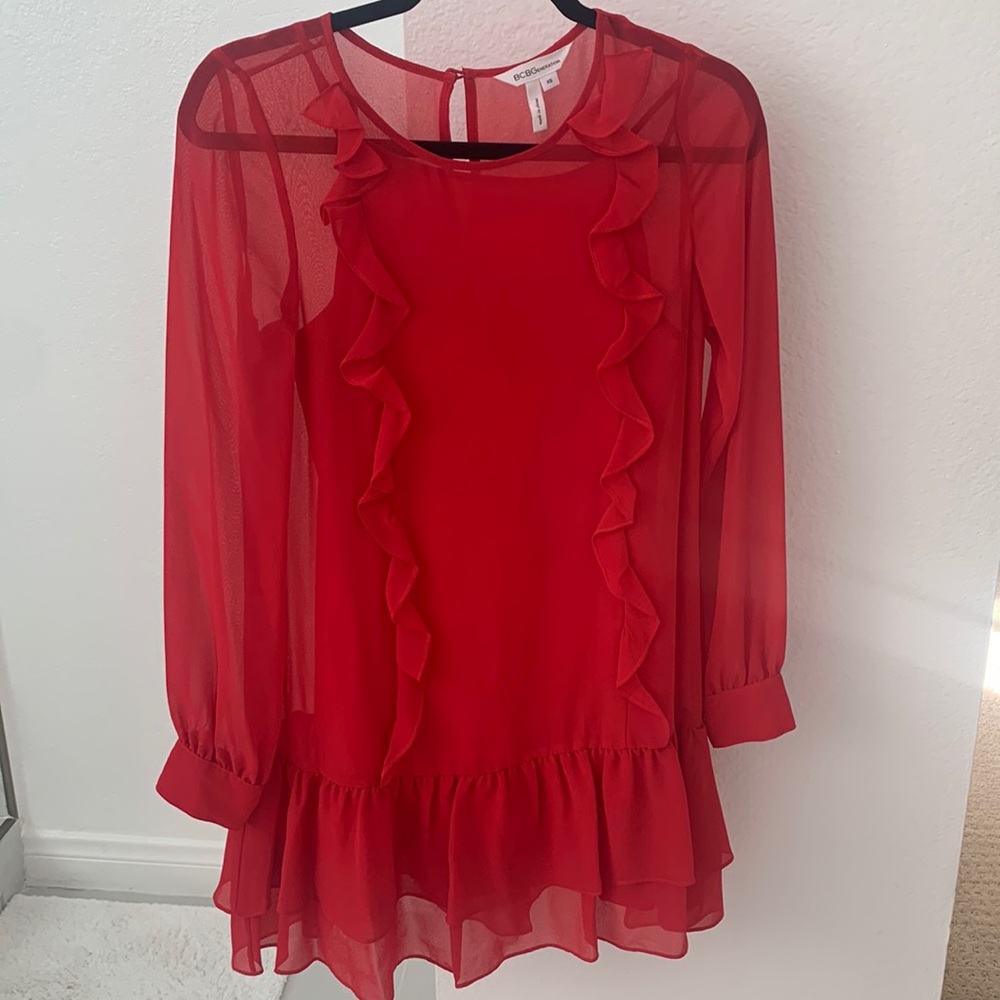 BCBGeneration Red tiered chiffon dress